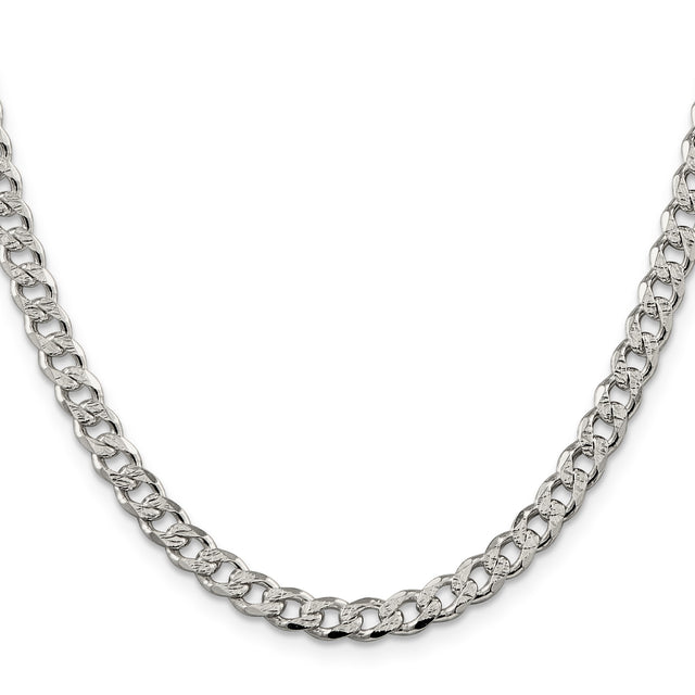 925 White Gold 5.5 mm Curb Chain Necklace, Polished