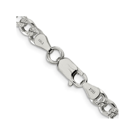925 White Gold 5.5 mm Curb Chain Necklace, Polished alternate angle