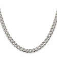 925 White Gold 5.5 mm Curb Chain Necklace, Polished