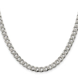 925 White Gold 5.5 mm Curb Chain Necklace, Polished