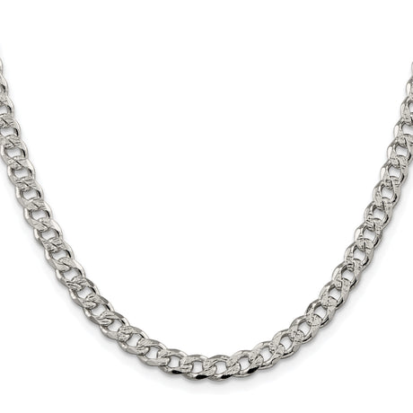925 White Gold 5.5 mm Curb Chain Necklace, Polished