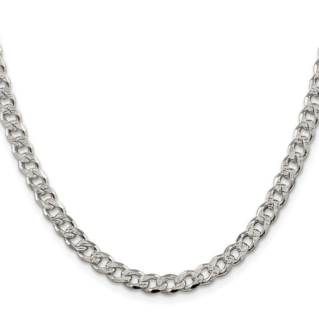 925 White Gold 5.5 mm Curb Chain Necklace, Polished