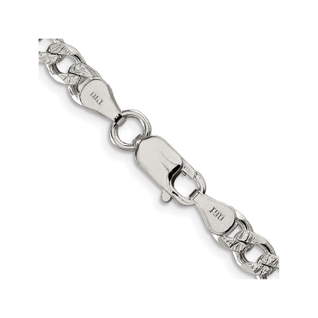 925 White Gold 5.5 mm Curb Chain Necklace, Polished alternate angle