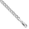 925 White Gold 5.5 mm Curb Chain Anklet, Polished shown for scale