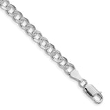 925 White Gold 5.5 mm Curb Chain Anklet, Polished shown for scale