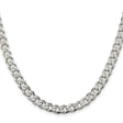 925 White Gold 7 mm Curb Chain Necklace, Polished