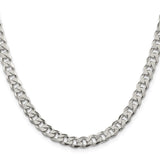 925 White Gold 7 mm Curb Chain Necklace, Polished