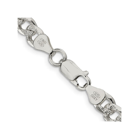 925 White Gold 7 mm Curb Chain Necklace, Polished alternate angle