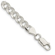 925 White Gold 7 mm Curb Chain Bracelet, Polished shown for scale