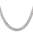 925 White Gold 7 mm Curb Chain Necklace, Polished