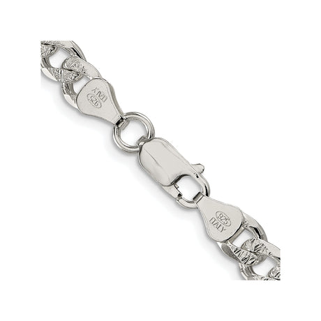 925 White Gold 7 mm Curb Chain Necklace, Polished alternate angle
