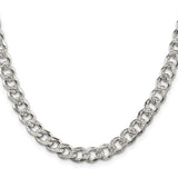 925 White Gold 7.5 mm Curb Chain Necklace, Polished