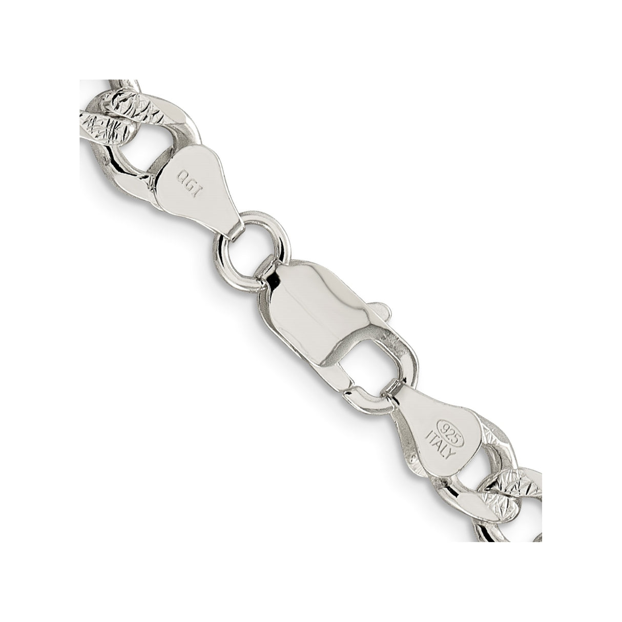 925 White Gold 7.5 mm Curb Chain Necklace, Polished alternate angle