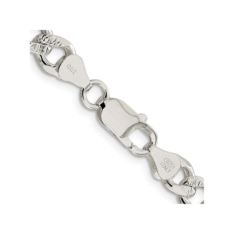 925 White Gold 7.5 mm Curb Chain Necklace, Polished alternate angle