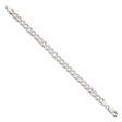 925 White Gold 7.5 mm Curb Chain Anklet, Polished