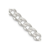 925 White Gold 7.5 mm Curb Chain Necklace, Polished detail view