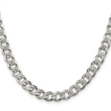 925 White Gold 7.5 mm Curb Chain Necklace, Polished