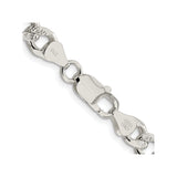 925 White Gold 7.5 mm Curb Chain Necklace, Polished alternate angle