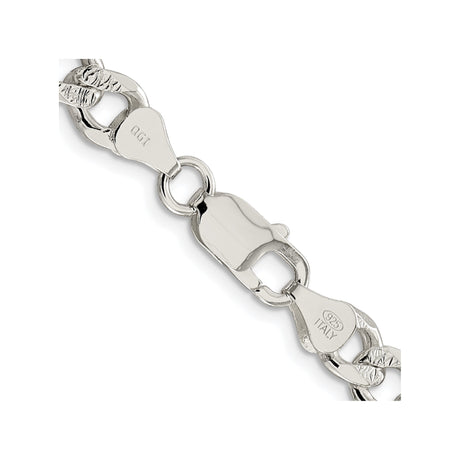 925 White Gold 7.5 mm Curb Chain Necklace, Polished alternate angle