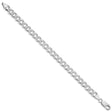 925 White Gold 7.5 mm Curb Chain Anklet, Polished