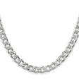 925 White Gold 8.3 mm Curb Chain Necklace, Polished