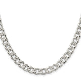925 White Gold 8.3 mm Curb Chain Necklace, Polished