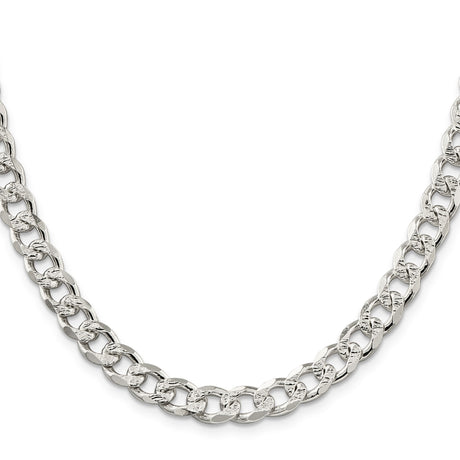 925 White Gold 8.3 mm Curb Chain Necklace, Polished