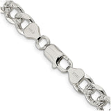 925 White Gold 8.3 mm Curb Chain Necklace, Polished alternate angle