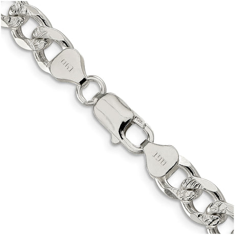 925 White Gold 8.3 mm Curb Chain Necklace, Polished alternate angle