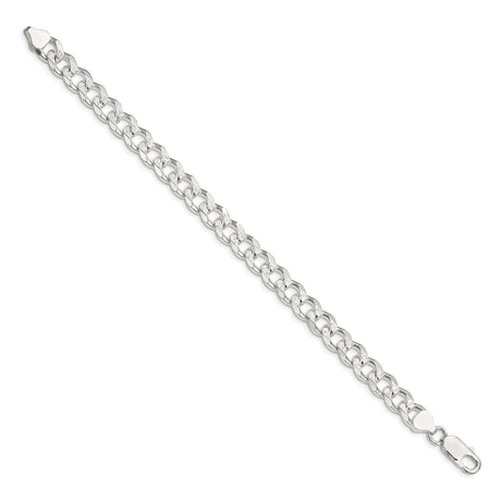 925 White Gold 8.3 mm Curb Chain Bracelet, Polished