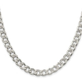 925 White Gold 8.3 mm Curb Chain Necklace, Polished