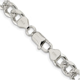 925 White Gold 8.3 mm Curb Chain Necklace, Polished alternate angle