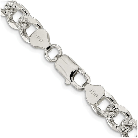 925 White Gold 8.3 mm Curb Chain Necklace, Polished alternate angle