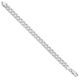 925 White Gold 8.3 mm Curb Chain Anklet, Polished