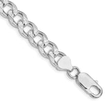 925 White Gold 8.3 mm Curb Chain Bracelet, Polished shown for scale