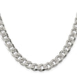 925 White Gold 9.3 mm Curb Chain Necklace, Polished