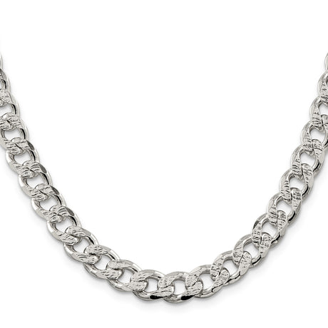 925 White Gold 9.3 mm Curb Chain Necklace, Polished