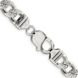 925 White Gold 9.3 mm Curb Chain Necklace, Polished alternate angle
