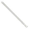 925 White Gold 9.3 mm Curb Chain Anklet, Polished