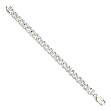 925 White Gold 9.3 mm Curb Chain Bracelet, Polished