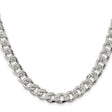 925 White Gold 9.3 mm Curb Chain Necklace, Polished