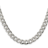 925 White Gold 9.3 mm Curb Chain Necklace, Polished