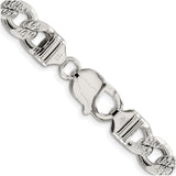925 White Gold 9.3 mm Curb Chain Necklace, Polished alternate angle