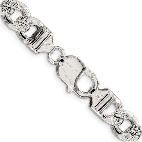 925 White Gold 9.3 mm Curb Chain Necklace, Polished alternate angle