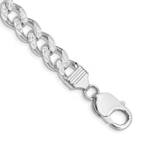 925 White Gold 9.3 mm Curb Chain Anklet, Polished shown for scale