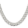 925 White Gold 11 mm Curb Chain Necklace, Polished