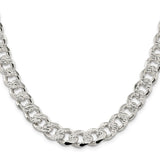 925 White Gold 11 mm Curb Chain Necklace, Polished