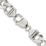 925 White Gold 11 mm Curb Chain Necklace, Polished alternate angle