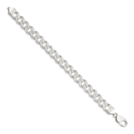 925 White Gold 11 mm Curb Chain Anklet, Polished