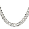 925 White Gold 11 mm Curb Chain Necklace, Polished